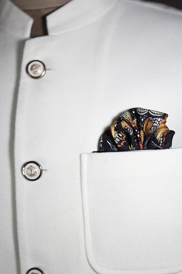 Multi-Colored Italian Silk Butterfly Printed Pocket Square by Blaqhorse