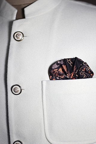 Black & Rust Italian Silk Dragonfly Printed Pocket Square by Blaqhorse