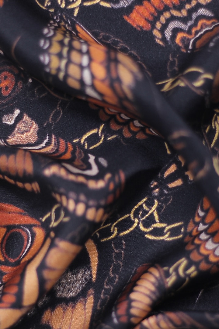 Black & Rust Italian Silk Dragonfly Printed Pocket Square by Blaqhorse at Pernia's Pop Up Shop