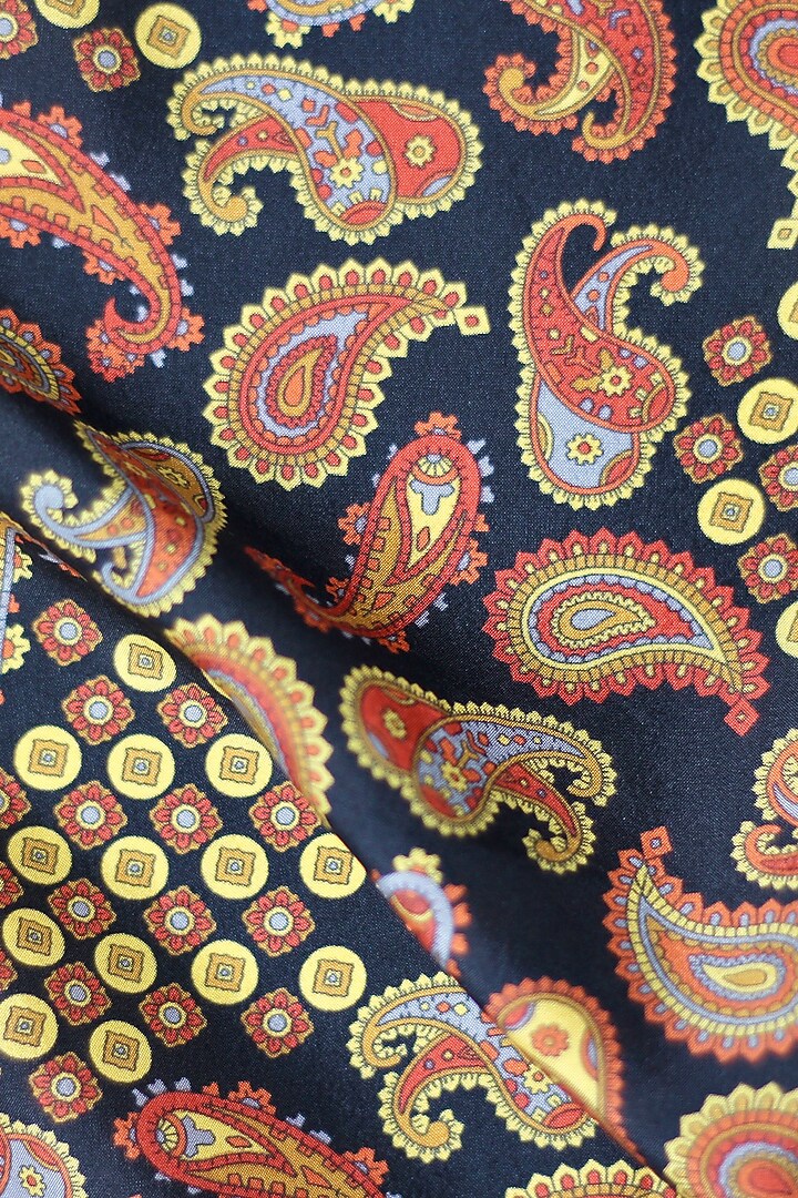 Rust & Black Italian Silk Paisley Printed Pocket Square by Blaqhorse at Pernia's Pop Up Shop