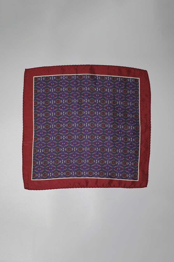 Purple & Maroon Italian Silk Printed Pocket Square by Blaqhorse at Pernia's Pop Up Shop