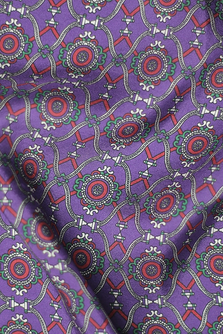 Purple & Maroon Italian Silk Printed Pocket Square by Blaqhorse at Pernia's Pop Up Shop