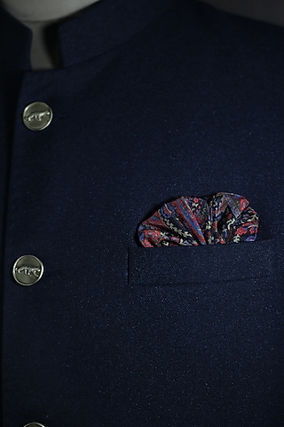 Black & Red Italian Silk Paisley Printed Pocket Square by Blaqhorse