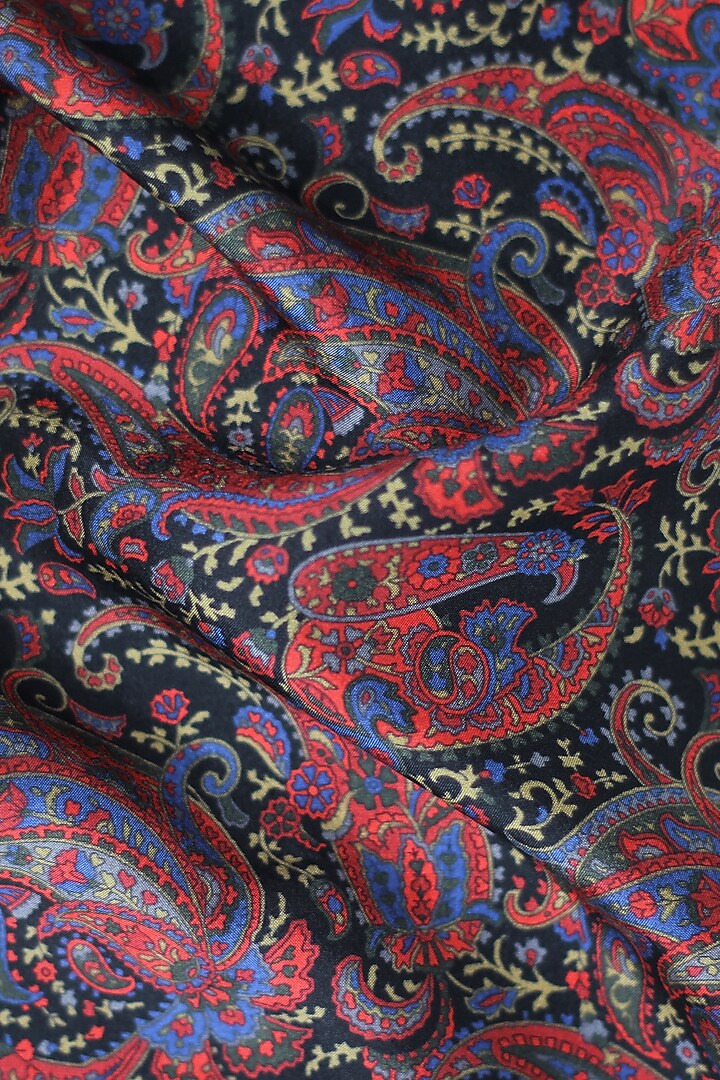 Black & Red Italian Silk Paisley Printed Pocket Square by Blaqhorse at Pernia's Pop Up Shop