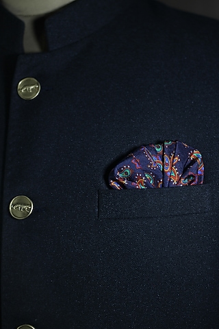 Multi-Colored Italian Silk Paisley Printed Pocket Square by Blaqhorse