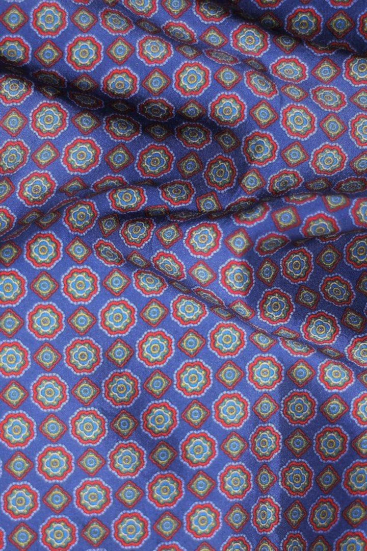 Royal Blue & Red Italian Silk Medallion Printed Pocket Square by Blaqhorse at Pernia's Pop Up Shop