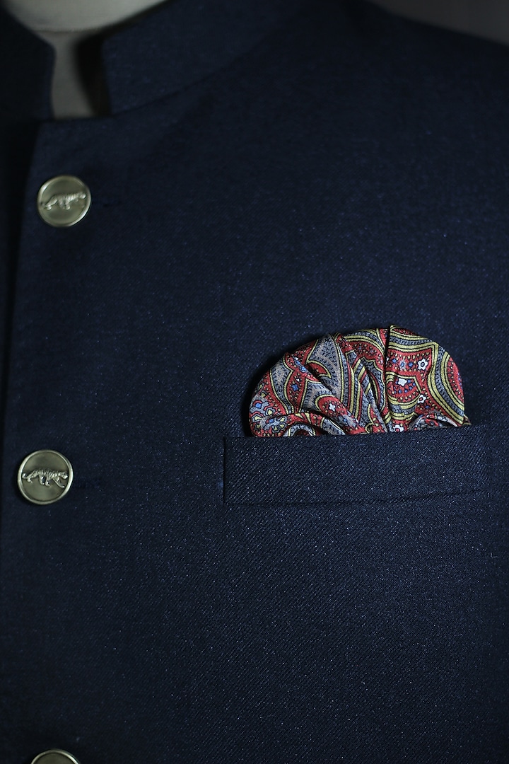 Rust Italian Silk Floral Printed Pocket Square by Blaqhorse