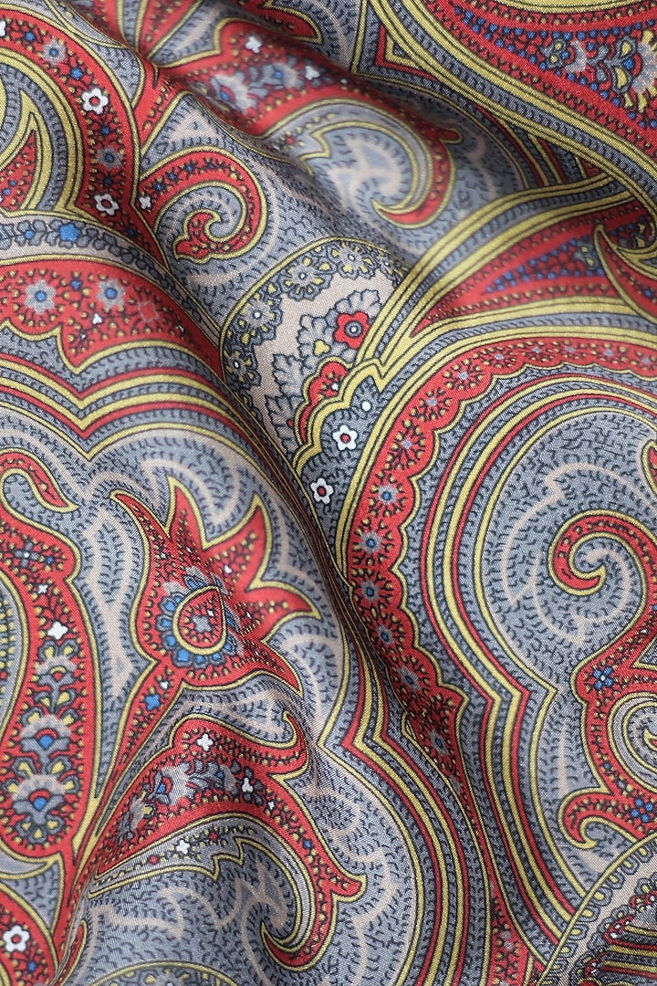 Rust Italian Silk Floral Printed Pocket Square by Blaqhorse at Pernia's Pop Up Shop