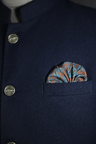 Rust Italian Silk Paisley Printed Pocket Square by Blaqhorse