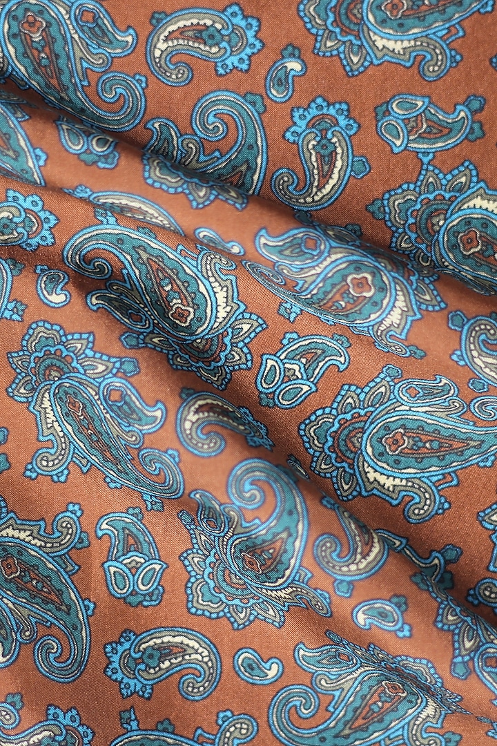 Rust Italian Silk Paisley Printed Pocket Square by Blaqhorse at Pernia's Pop Up Shop