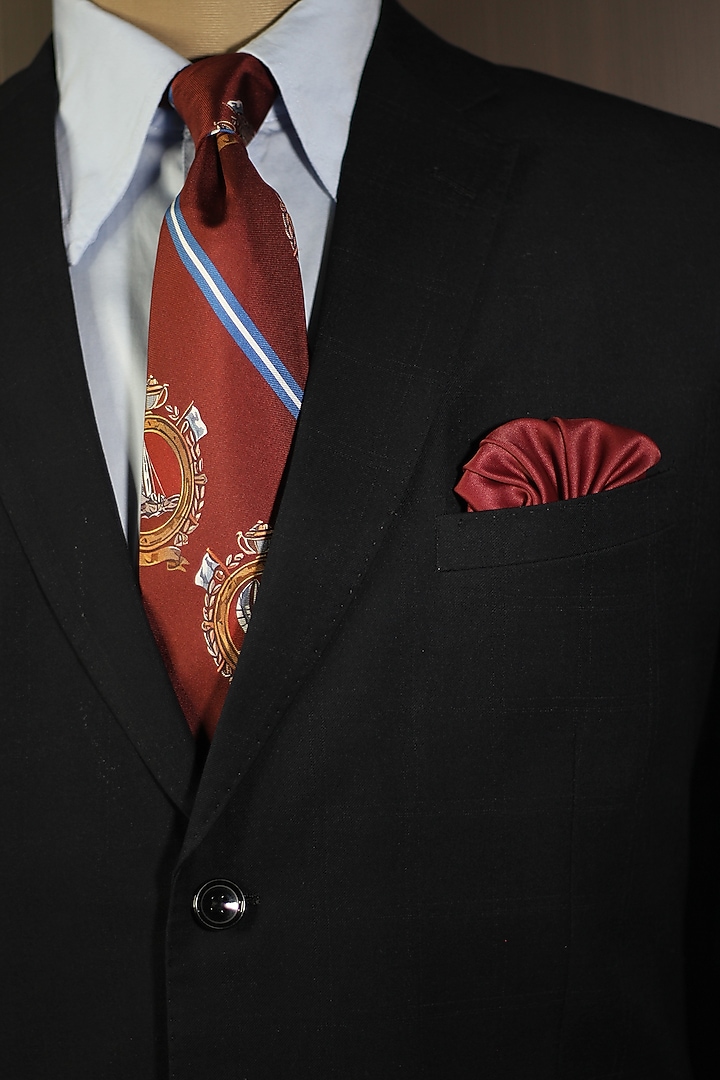 Maroon & Blue Madder Silk Spun Nautical Tie Set by Blaqhorse at Pernia's Pop Up Shop
