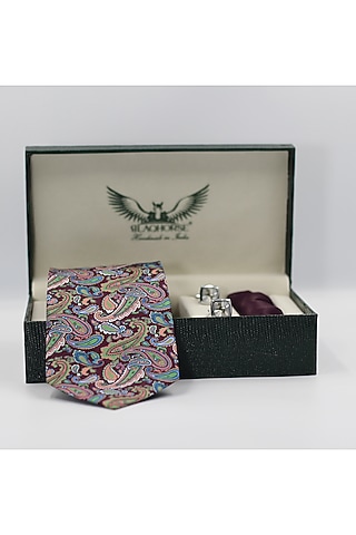 Multi-Colored Madder Silk Spun Paisley Tie Set by Blaqhorse