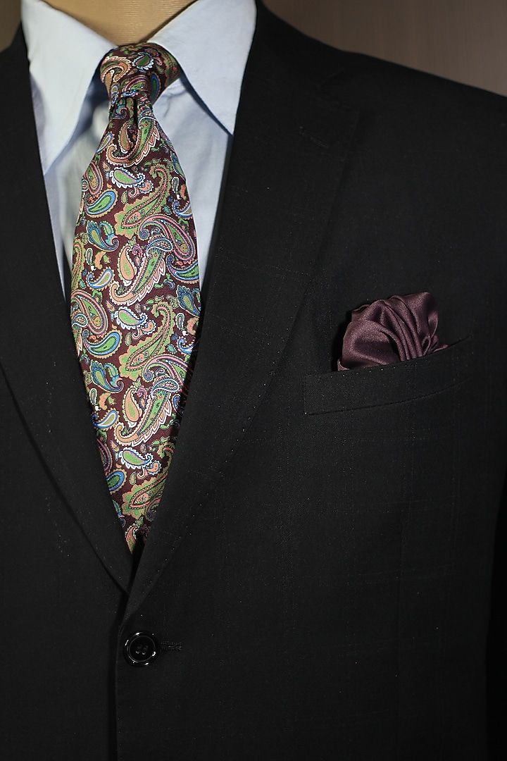 Multi-Colored Madder Silk Spun Paisley Tie Set by Blaqhorse at Pernia's Pop Up Shop