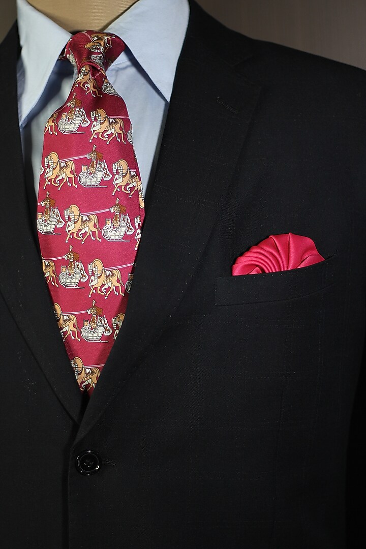 Hot Pink Madder Silk Spun Horse Sleigh Tie Set by Blaqhorse at Pernia's Pop Up Shop