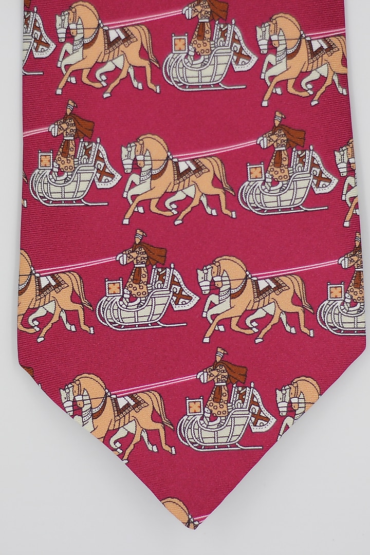 Hot Pink Madder Silk Spun Horse Sleigh Tie Set by Blaqhorse at Pernia's Pop Up Shop
