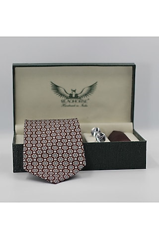 Rust & Beige Madder Silk Spun Artisan Floral Tie Set by Blaqhorse