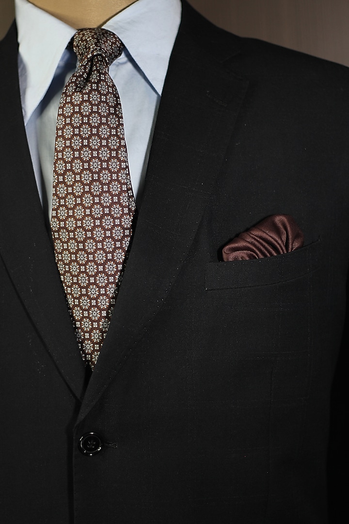 Rust & Beige Madder Silk Spun Artisan Floral Tie Set by Blaqhorse at Pernia's Pop Up Shop