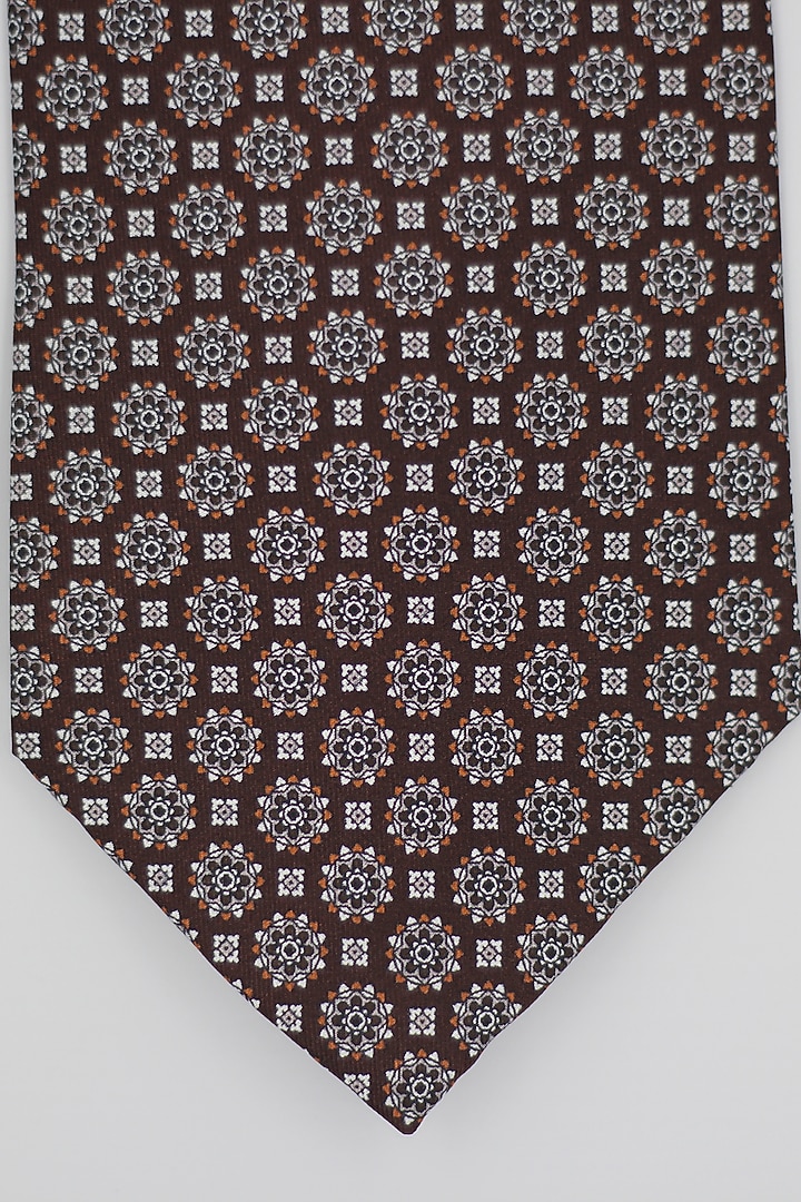 Rust & Beige Madder Silk Spun Artisan Floral Tie Set by Blaqhorse at Pernia's Pop Up Shop