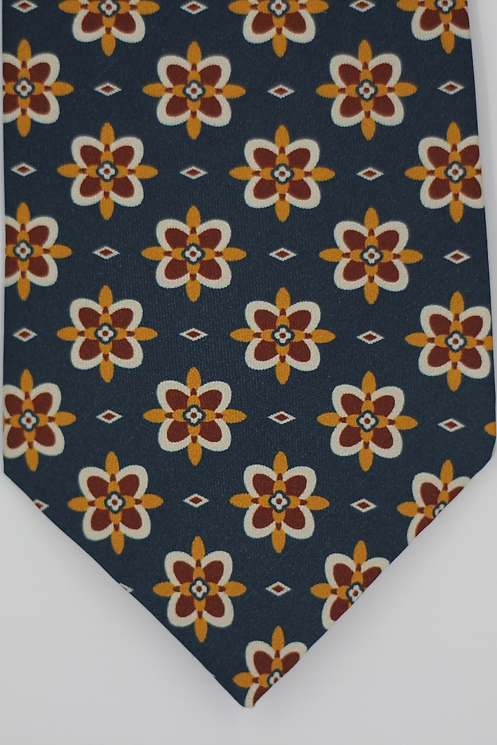 Peacock Blue Madder Silk Spun Floral Fantasy Tie Set by Blaqhorse at Pernia's Pop Up Shop