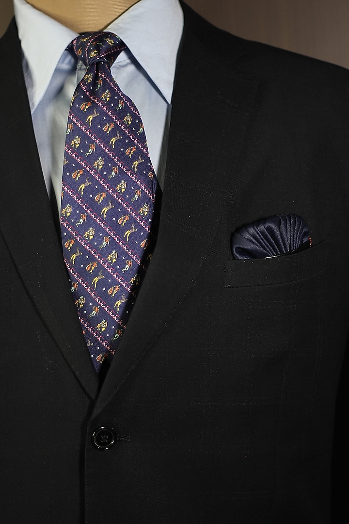 Navy Madder Silk Spun Golfer Tie Set by Blaqhorse at Pernia's Pop Up Shop