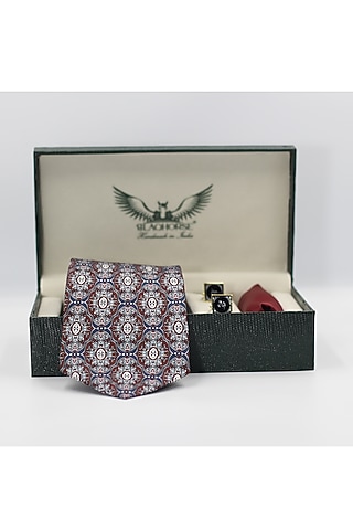 Navy & Maroon Madder Silk Spun Gothic Tie Set by Blaqhorse