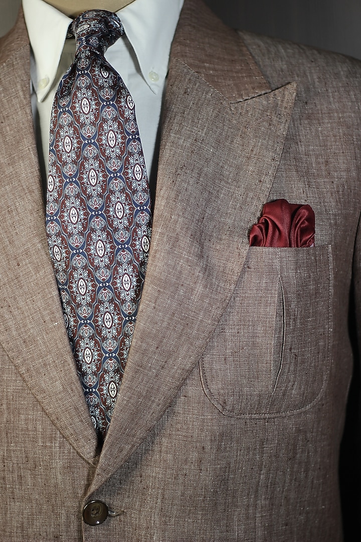Navy & Maroon Madder Silk Spun Gothic Tie Set by Blaqhorse at Pernia's Pop Up Shop