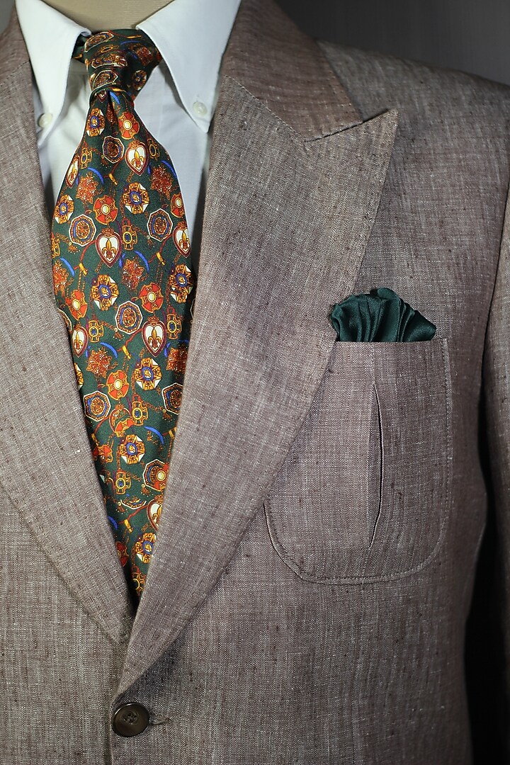 Dark Green Madder Silk Spun Florence Medallion Tie Set by Blaqhorse at Pernia's Pop Up Shop