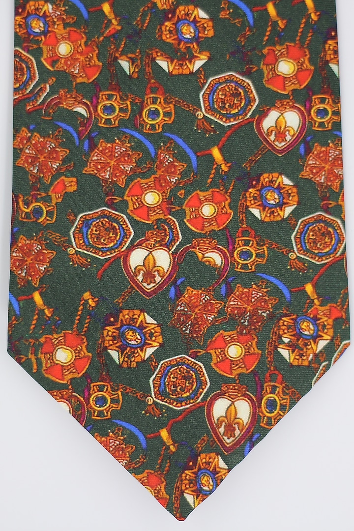 Dark Green Madder Silk Spun Florence Medallion Tie Set by Blaqhorse at Pernia's Pop Up Shop