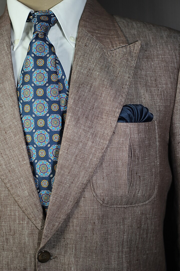 Peacock Blue Madder Silk Spun Octo Mandala Tie Set by Blaqhorse at Pernia's Pop Up Shop