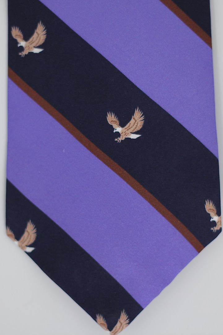 Lavender & Navy Madder Silk Spun Flying Eagle Tie Set by Blaqhorse at Pernia's Pop Up Shop