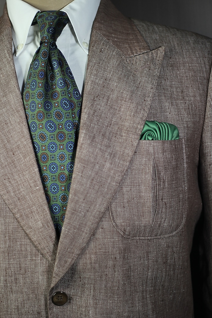 Green & Purple Madder Silk Spun Antique Bloom Tie Set by Blaqhorse at Pernia's Pop Up Shop