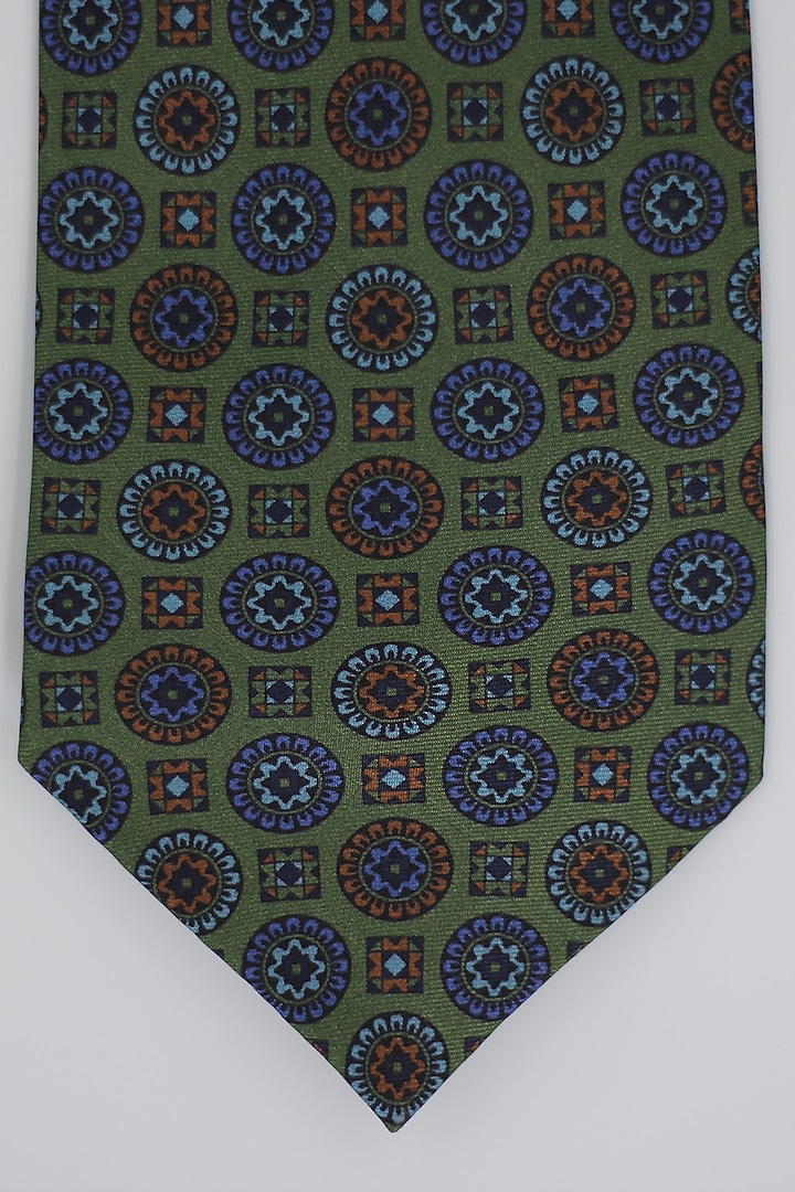 Green & Purple Madder Silk Spun Antique Bloom Tie Set by Blaqhorse at Pernia's Pop Up Shop