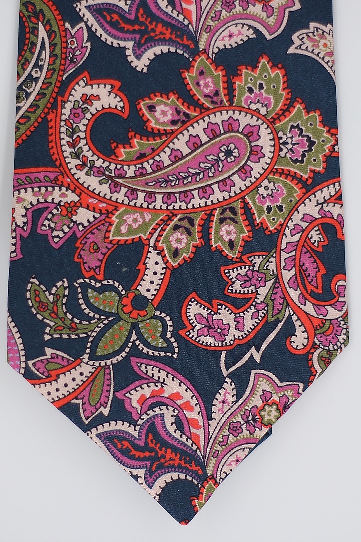 Peacock Blue & Pink Madder Silk Spun Floral Paisley Tie Set by Blaqhorse at Pernia's Pop Up Shop