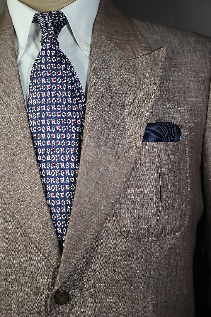 Navy Blue Madder Silk Spun Geometric Tie Set by Blaqhorse at Pernia's Pop Up Shop