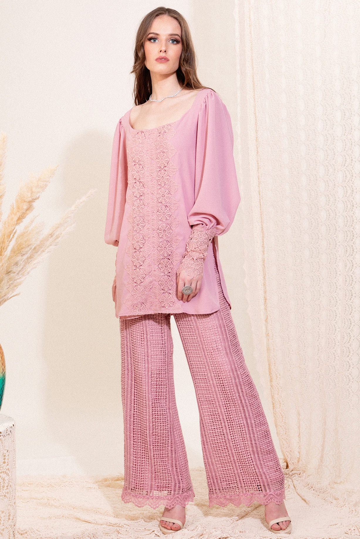 Dusty Rose Pink Pant Set by Blush M at Pernia's Pop Up Shop