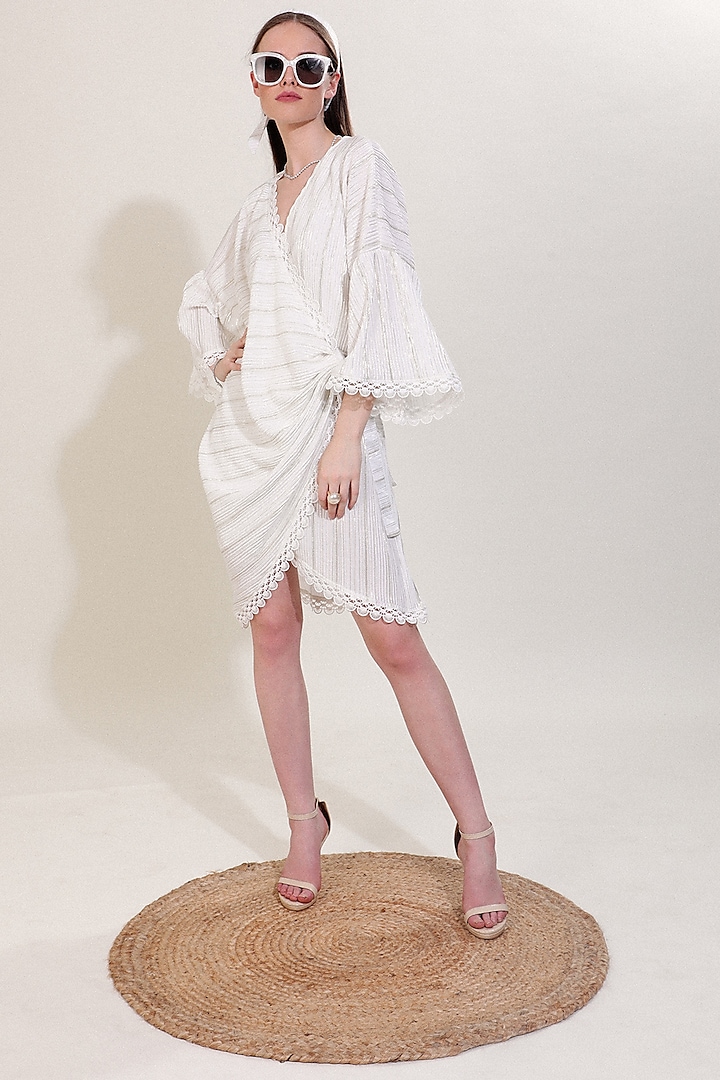 Ivory Lace Mini Wrap Dress by Blush & M