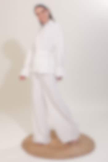 Ivory Crinkle Polyester Pant Set by Blush & M at Pernia's Pop Up Shop