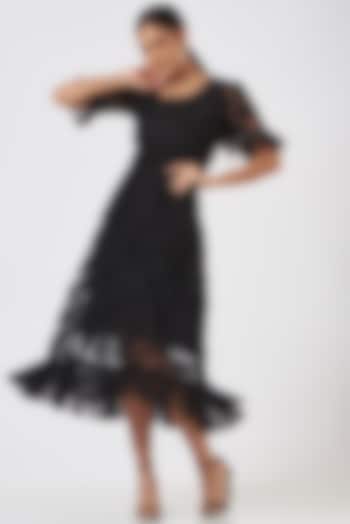 Black Embroidered Midi Summer Dress by Blush & M at Pernia's Pop Up Shop