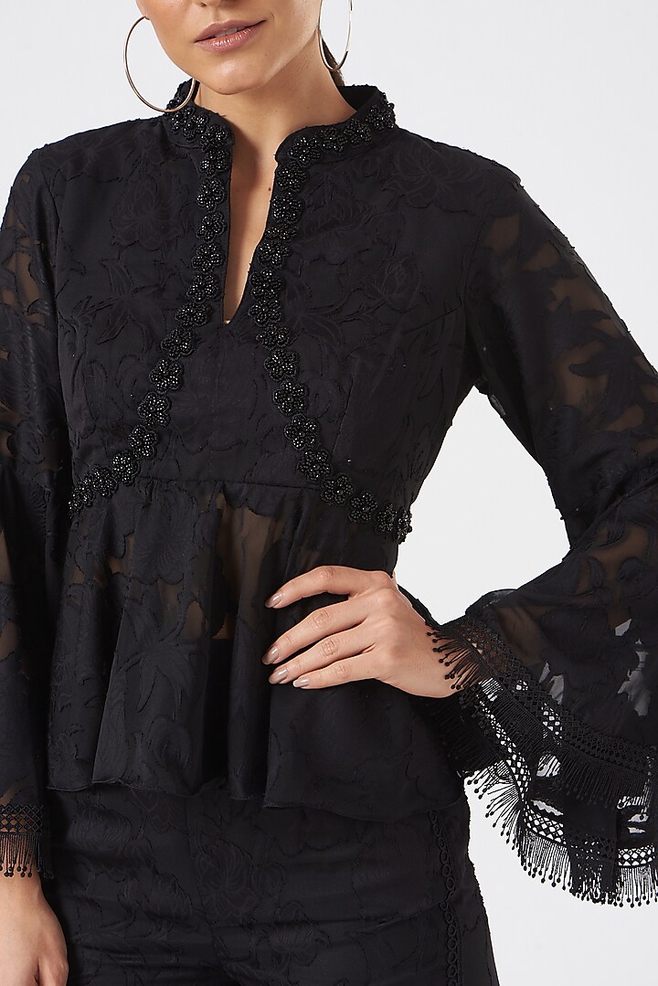 Black Jacquard Co-Ord Set by Blush & M at Pernia's Pop Up Shop