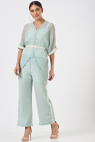 Mint Green Printed Co-Ord Set by Blush & M