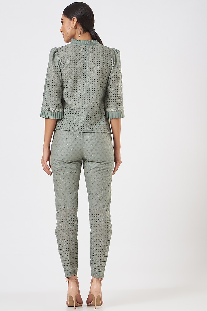 Olive Green Printed Co-Ord Set by Blush & M at Pernia's Pop Up Shop