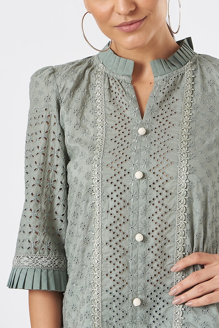 Olive Green Printed Co-Ord Set by Blush & M at Pernia's Pop Up Shop