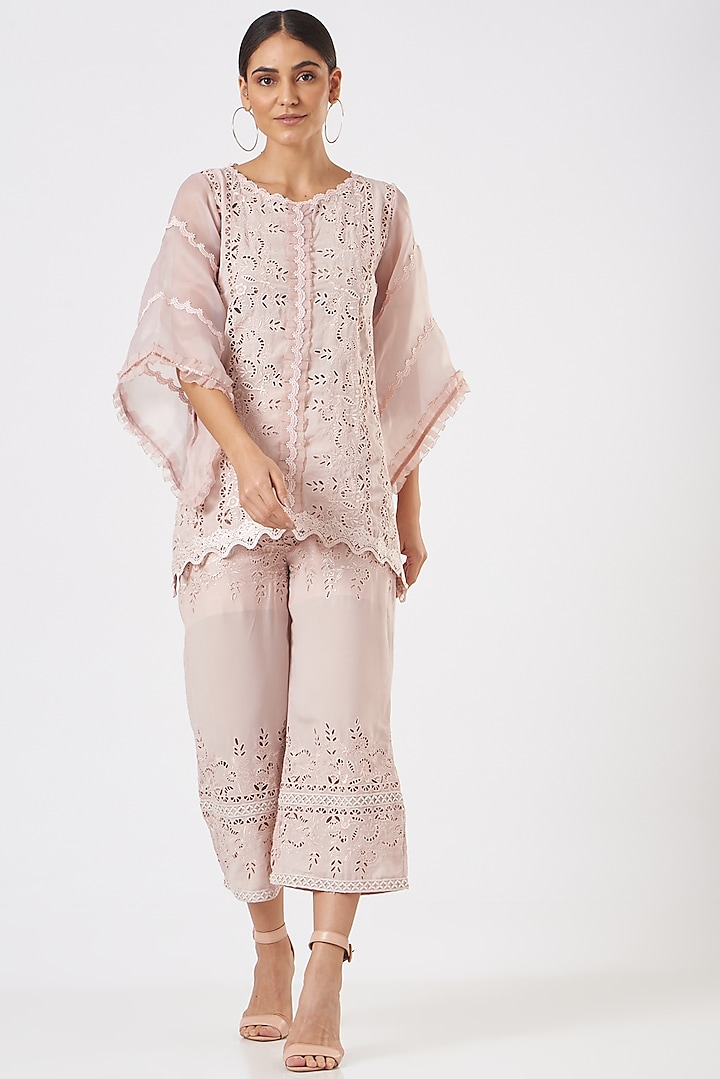 Blush Pink Embroidered Co-Ord Set by Blush & M