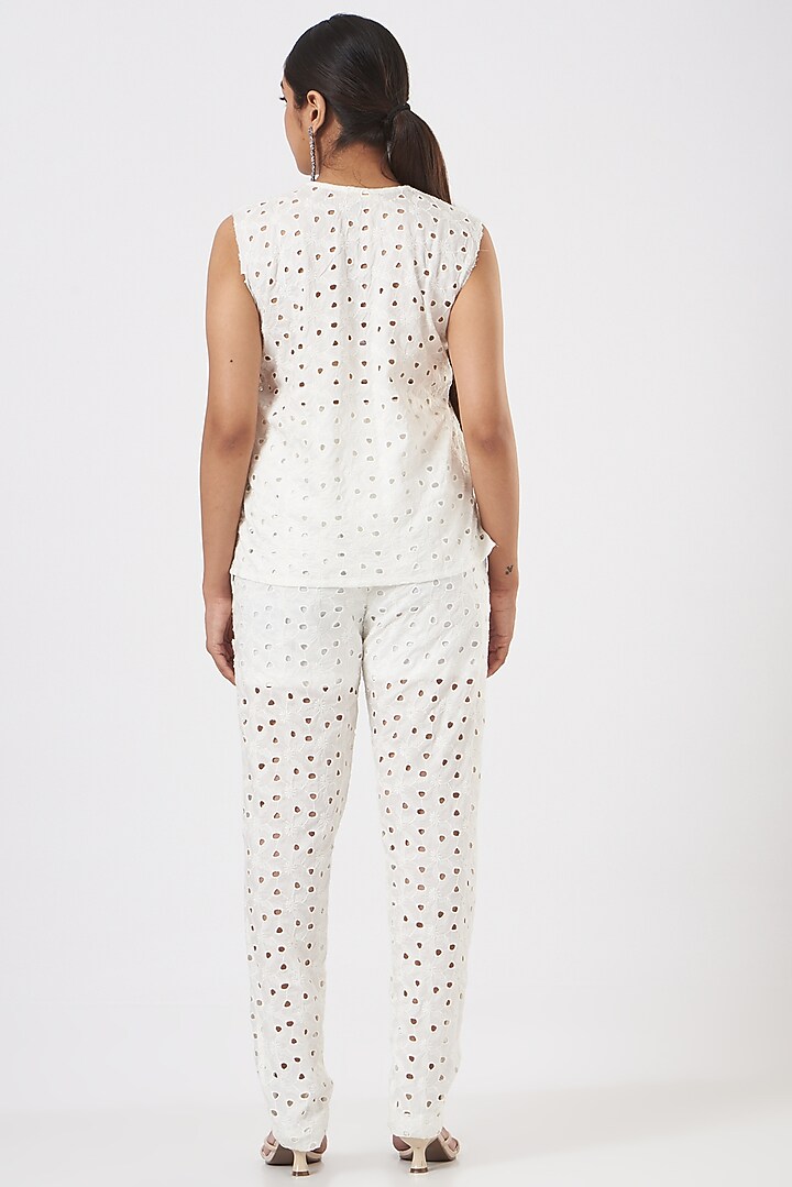 White Embroidered Co-Ord Set by Blush & M at Pernia's Pop Up Shop
