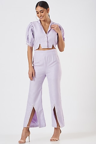 Lilac Shimmer Co-Ord Set With Short Jacket by Blush & M