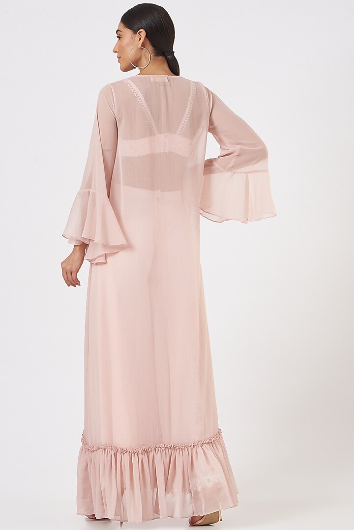 Blush Pink Georgette Cape Set by Blush & M at Pernia's Pop Up Shop