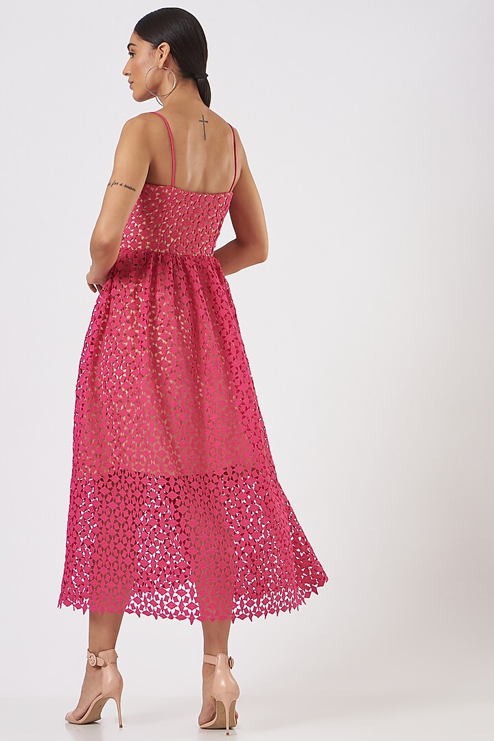 Hot Pink Printed Midi Summer Dress by Blush & M at Pernia's Pop Up Shop