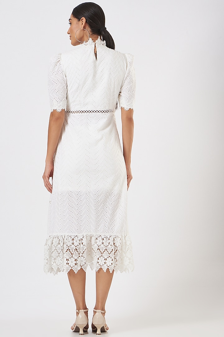 White Embroidered Midi Summer Dress by Blush & M at Pernia's Pop Up Shop