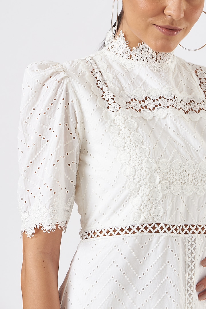 White Embroidered Midi Summer Dress by Blush & M at Pernia's Pop Up Shop