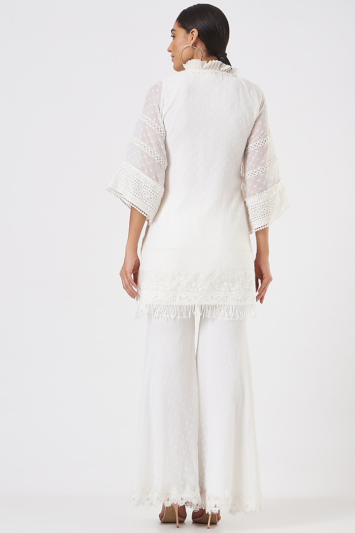 Ivory Georgette Gharara Set by Blush & M at Pernia's Pop Up Shop